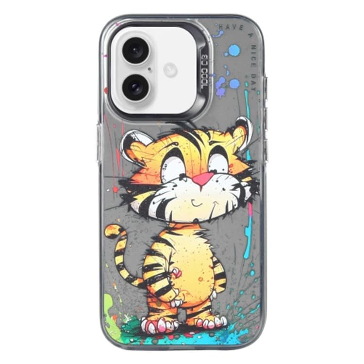Colorful phone case with cartoon tiger pattern